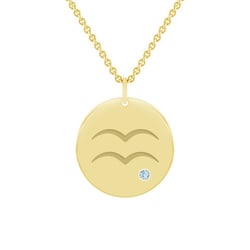 Zlatý přívěsek se znamením a akvamarínem Vodnář