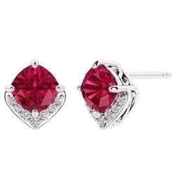 Stříbrné náušnice se simulovanými rubíny Kosta