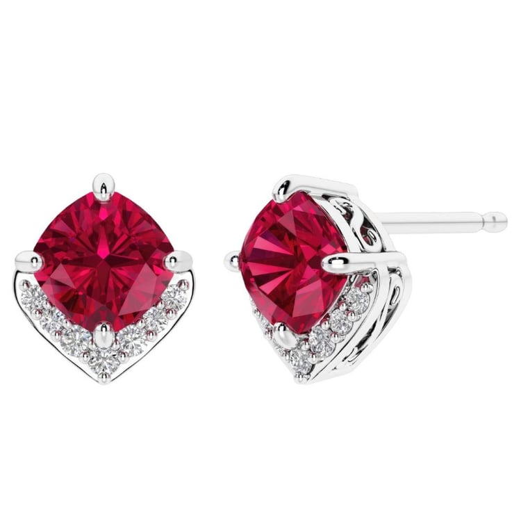 Stříbrné rubínové náušnice