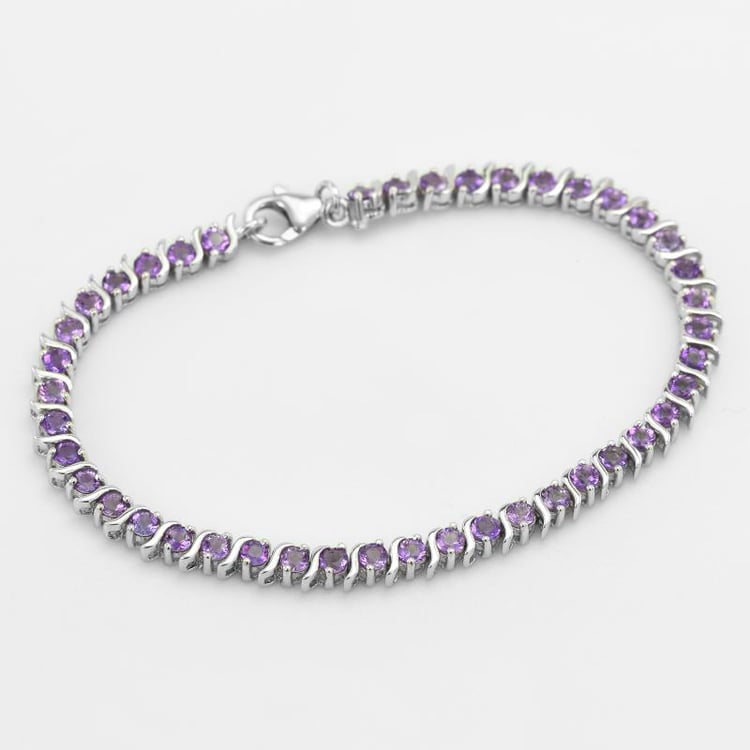 Stříbrný náramek s ametysty 51598