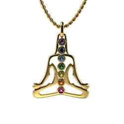 Zlatý přívěsek se zirkony v barvách čaker Joga