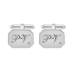 Stříbrné manžetové knoflíčky s gravírem a diamanty Aaruah