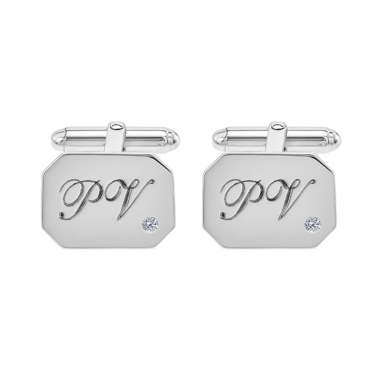 Stříbrné manžetové knoflíčky s diamanty