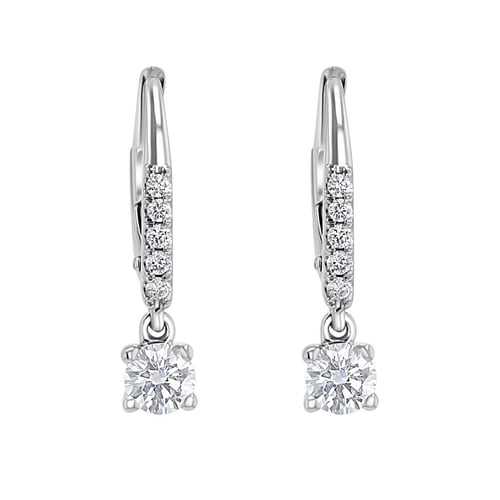 Zlaté visací náušnice s 0.2ct přírodním diamantem Sumaya