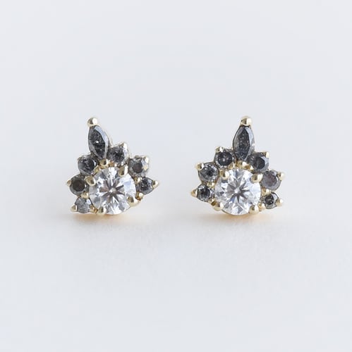 Náušnice s moissanity a salt and pepper diamanty Kruno