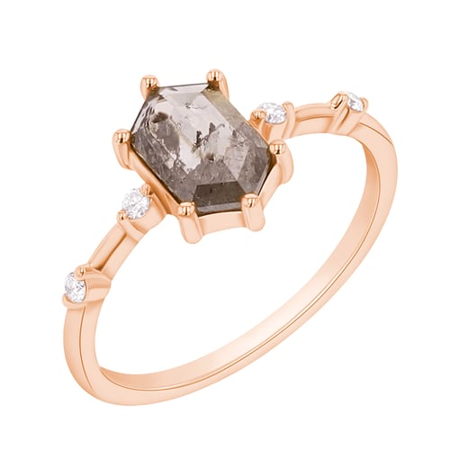 Prsten s hexagon salt and pepper diamantem Justine