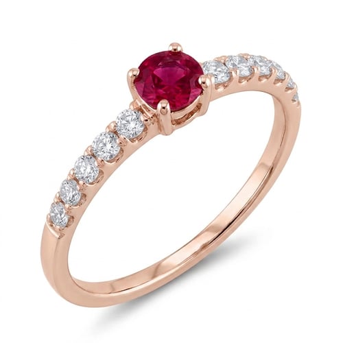 Stříbrný prsten s rubínem a postranními lab-grown diamanty Tyla