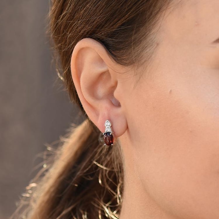 Visací náušnice s granáty a zirkony 49025