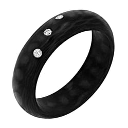 Karbonový prsten se třemi zirkony Zimzi