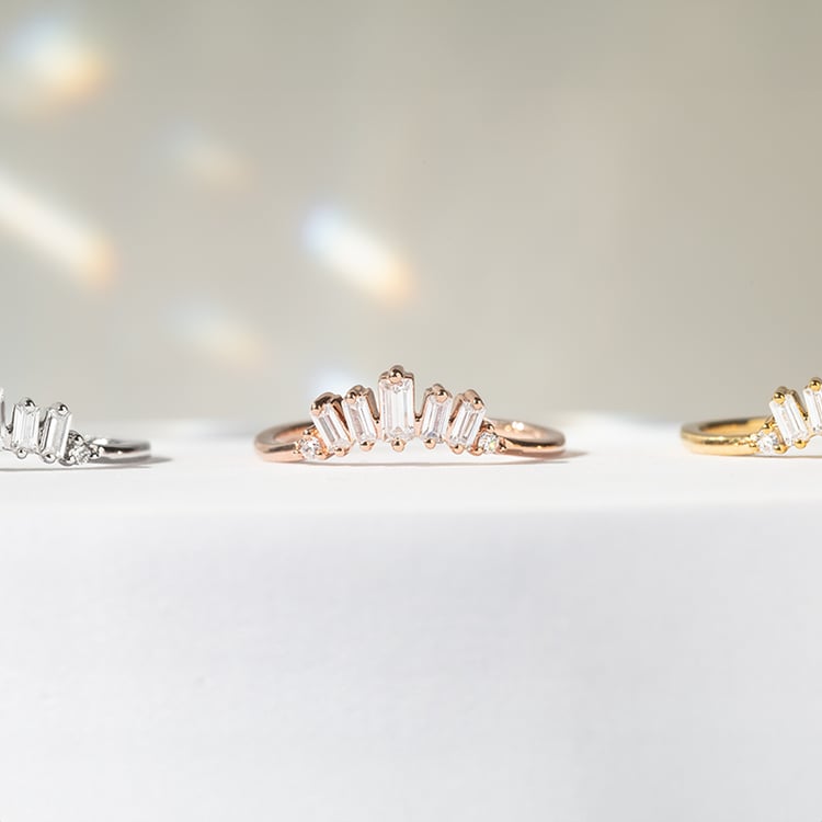 Vykrojený prsten s baguette diamanty Domenic 141480