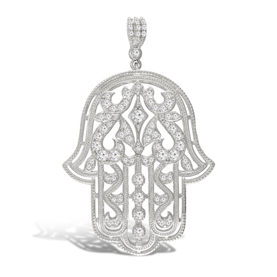 Stříbrný Hamsa náhrdelník s kubickými zirkony Myha