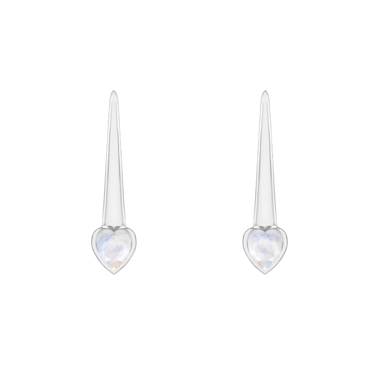 Visací náušnice s měsíčními kameny ve tvaru srdíček Levy 144774