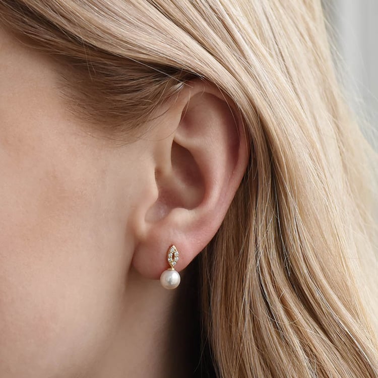 Zlaté náušnice s perlami 93902