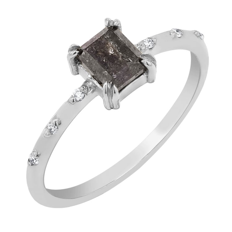 Zlatý prsten se salt and pepper diamantem Emilis