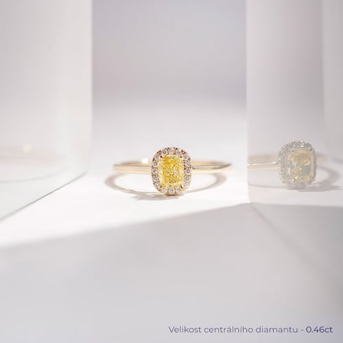 Zásnubní prsten s certifikovaným fancy yellow lab-grown diamantem Eduta