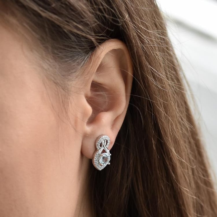 Akvamarínové náušnice ze stříbra 30488