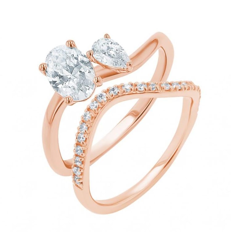 Jedinečný zásnubní set atypických prstýnků s diamanty 155862