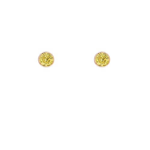 Stříbrné minimalistické bezel náušnice se žlutými diamanty Tofine