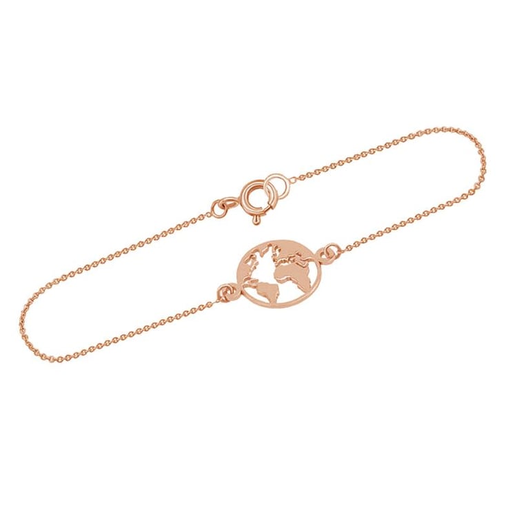 Náramek z růžového zlata s mapou světa 42417