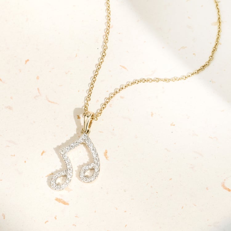 Zlatý přívěsek s lab-grown diamantem ve tvaru noty 164904