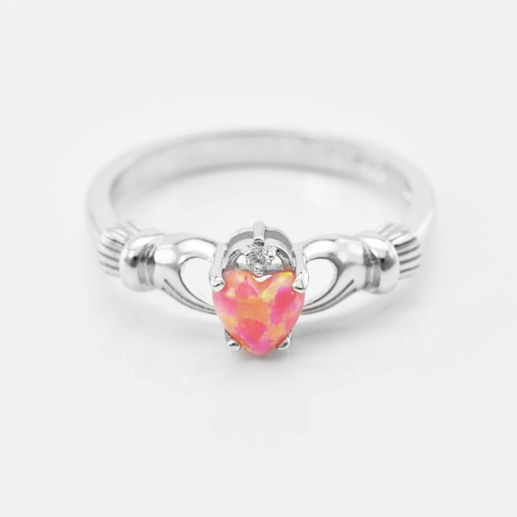 Stříbrný claddagh prsten s opálem 17707