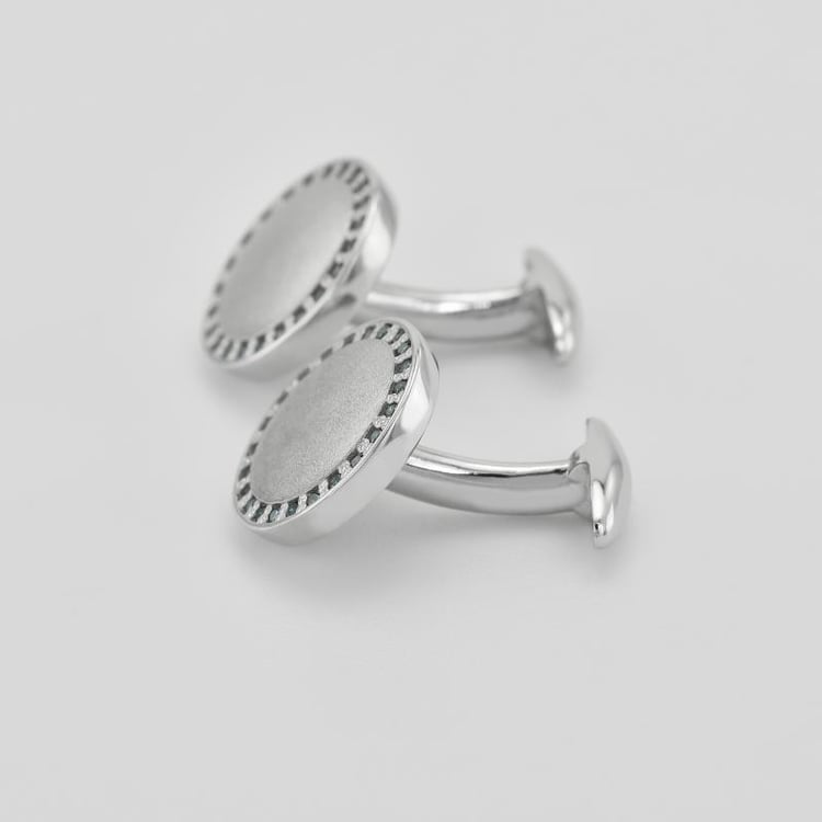 Stříbrné manžetové knoflíčky s modrými diamanty 39756