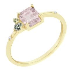 Cluster prsten s morganitem, safírem, olivínem a diamanty Kenny