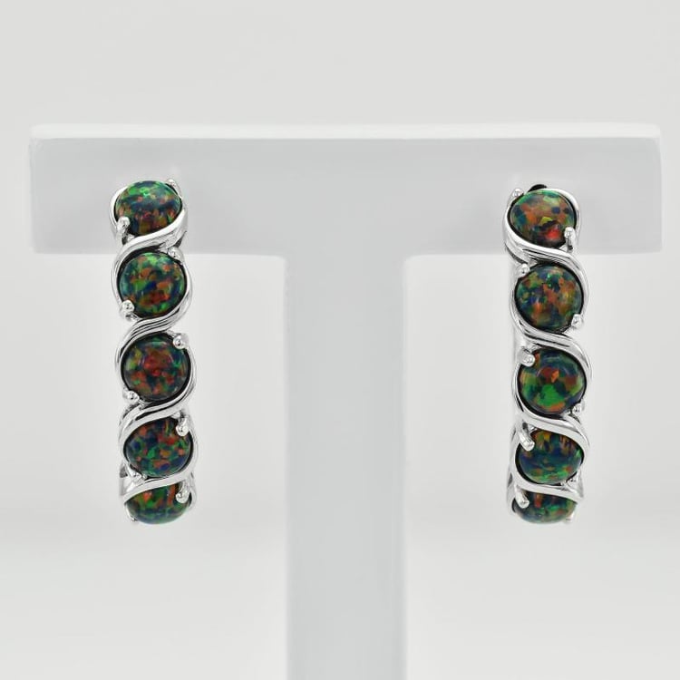 Náušnice kruhy s opály 35754