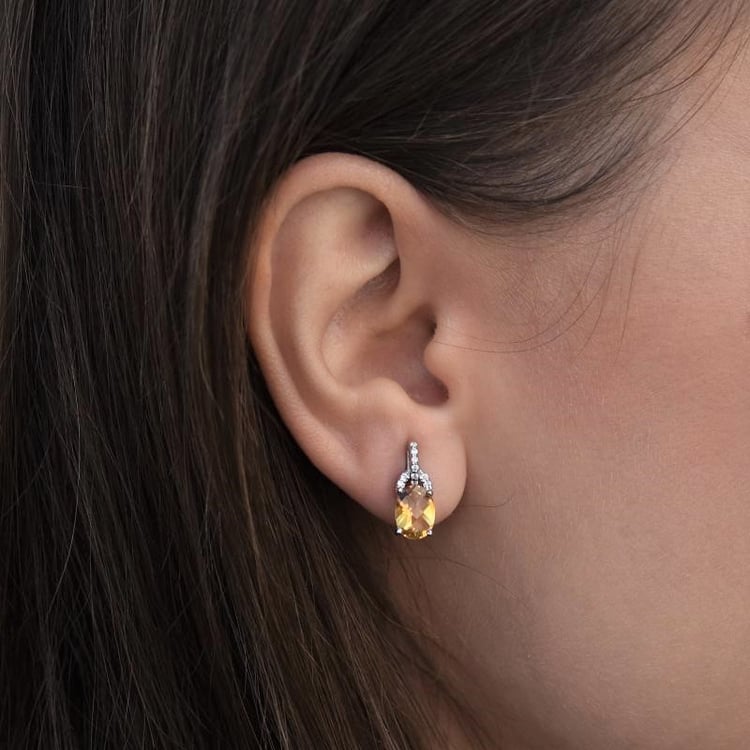 Stříbrné náušnice s citríny 105064