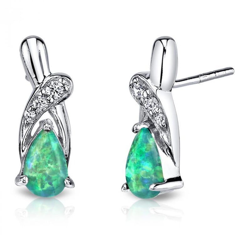 Zelené opály ve stříbrných náušnicích Emerie