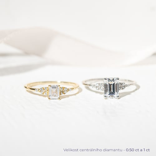 Zásnubní prsten s emerald diamantem Adva