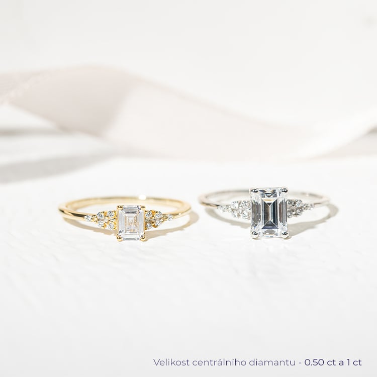 Zásnubní prsten s emerald diamantem Adva 127097