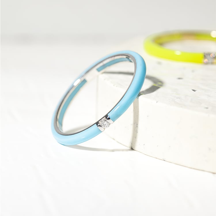 Modrý keramický prsten s diamanty Cecelia 127560