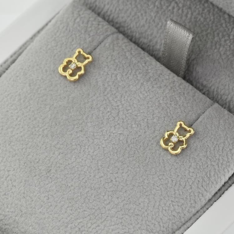 Zlaté dětské náušnice medvídci 38778