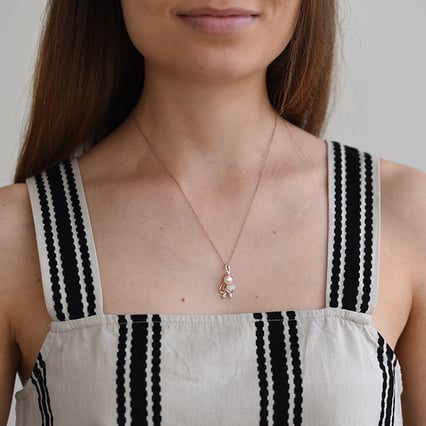 Diamantový přívěsek s čertem a perlou Bastien