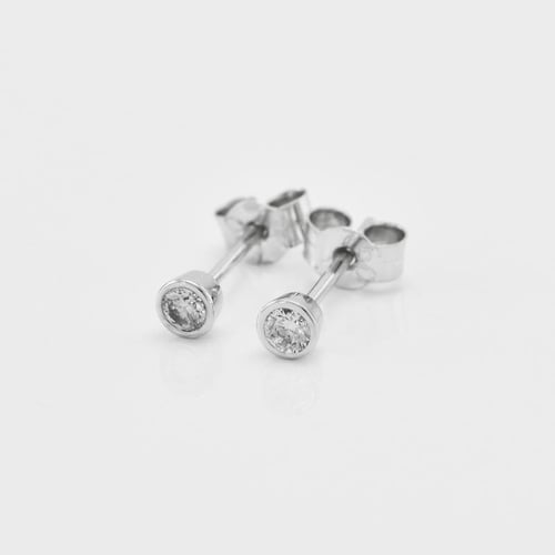 Zlaté bezel náušnice s 0.16ct diamanty Jehan