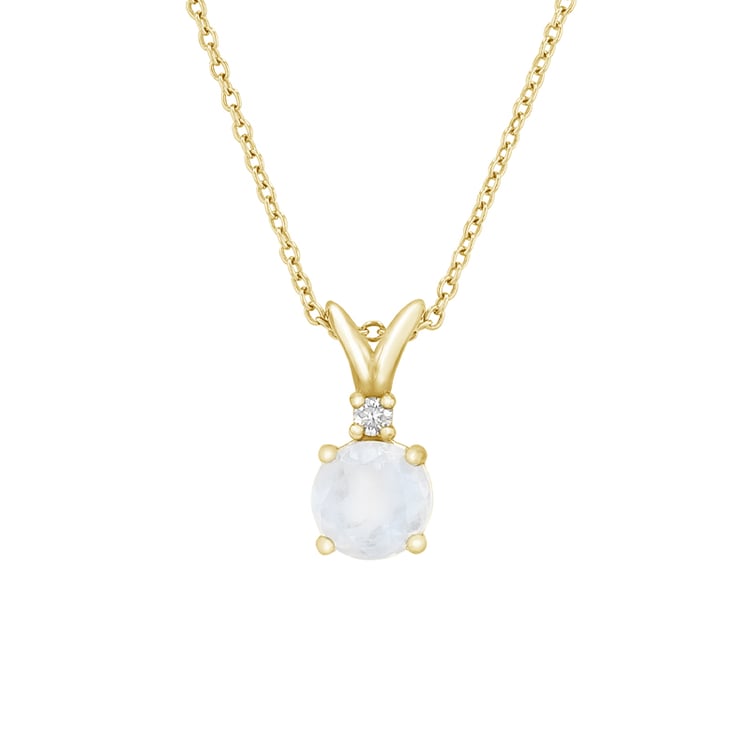 Přívěsek ze žlutého zlata s měsíčním kamenem a diamantem 79715