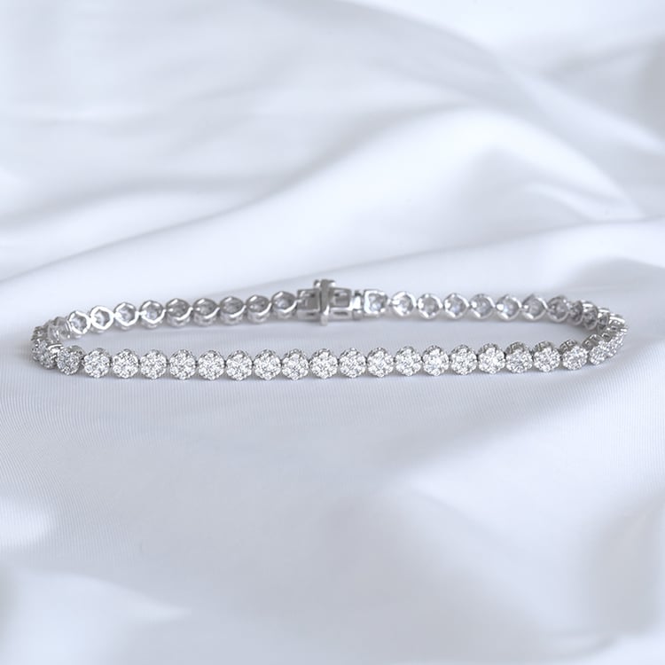 Půvabný stříbrný náramek s diamanty Santana 107962