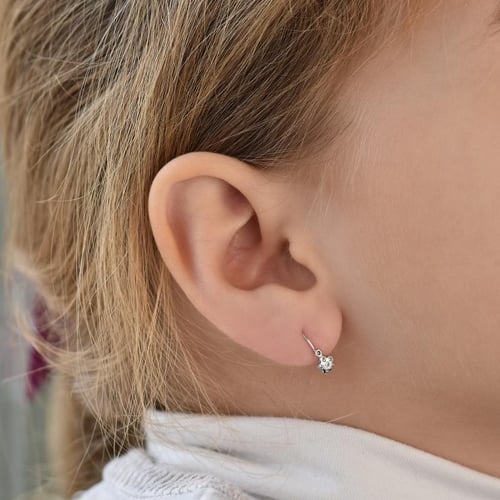 Zlaté dětské náušnice kytička s lab-grown diamanty Alexandra