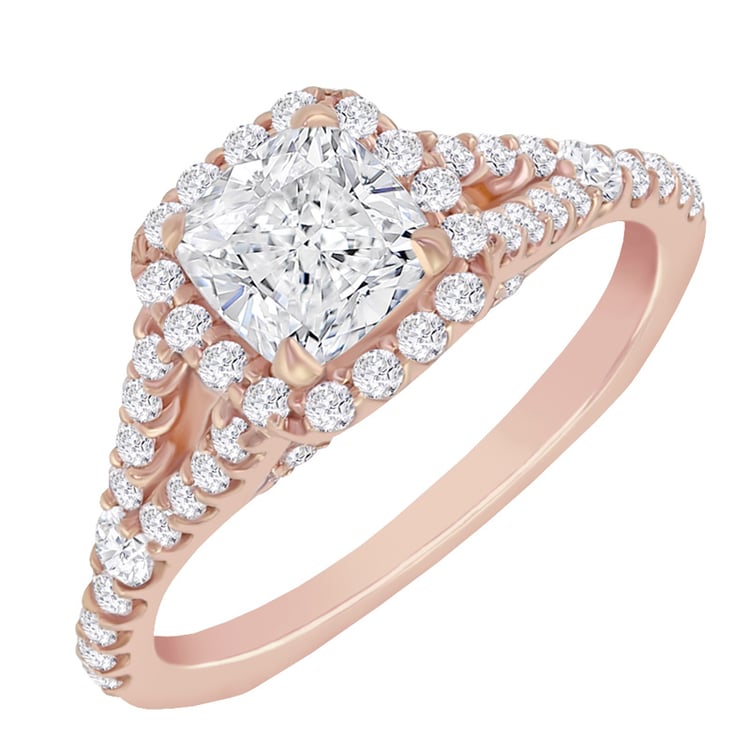 Zlatý zásnubní halo prsten plný diamantů Malana 60842