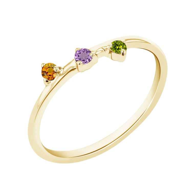 Minimalistický prsten se třemi drahokamy dle vašeho výběru Idalia