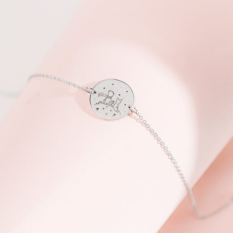 Náramek Malý princ s liškou a gravírem ze stříbra 157519