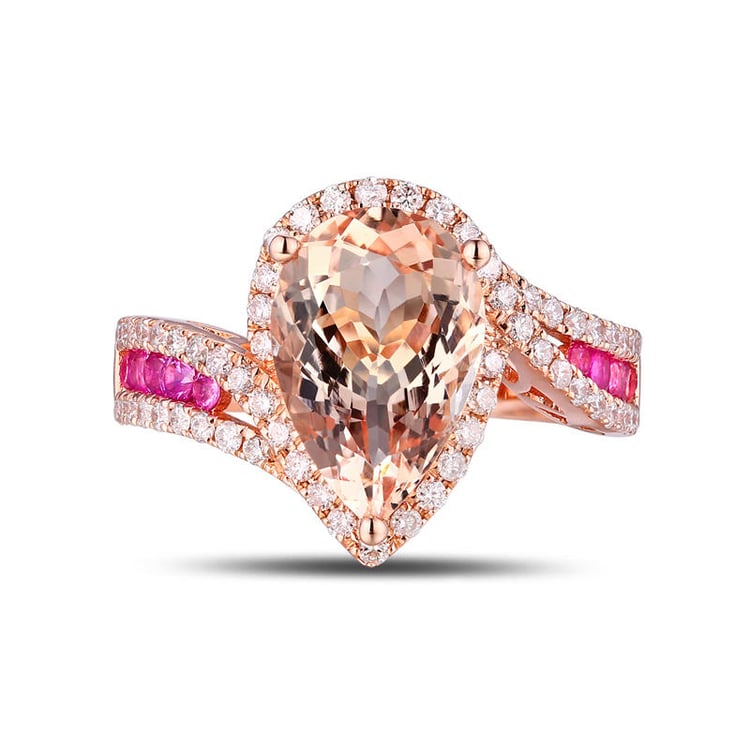 Zlatý prsten s morganitem 9934