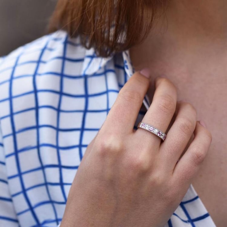 Eternity prsten s růžovými safíry 42560