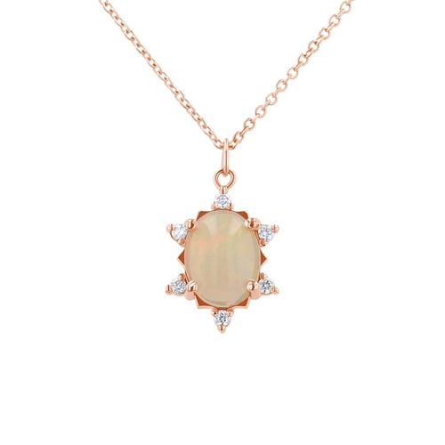 Přívěsek s oválným opálem a diamanty Sole