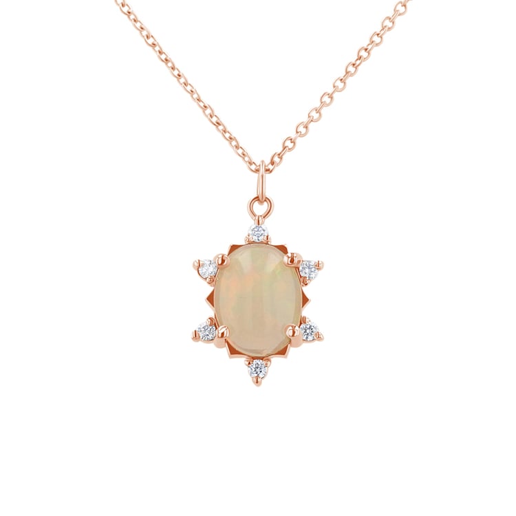 Přívěsek s oválným opálem a diamanty Sole 135377