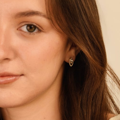 Stříbrné náušnice mandlového tvaru s diamanty Birgit