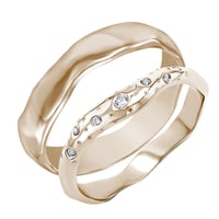 Nepravidelné snubní prsteny z oříškového zlata s diamanty Parnell