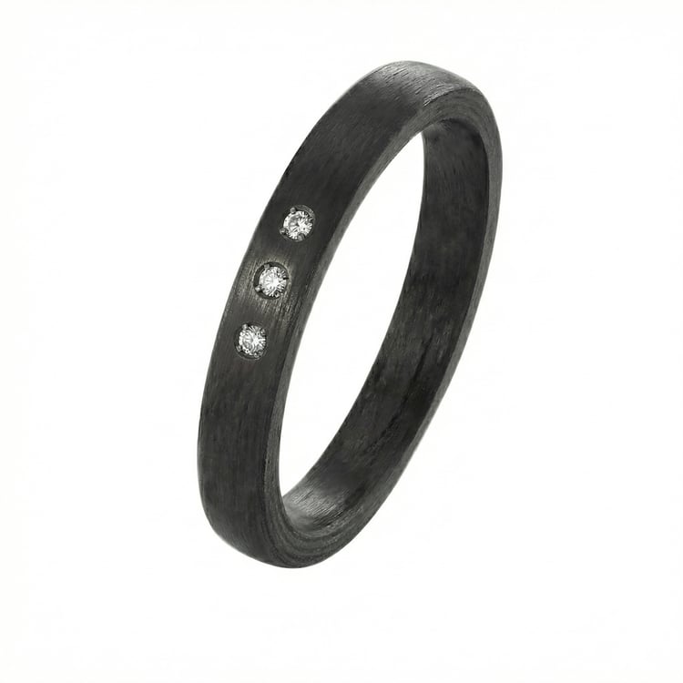 Ploché karbonové snubní prsteny s diamantem Dammu 166592