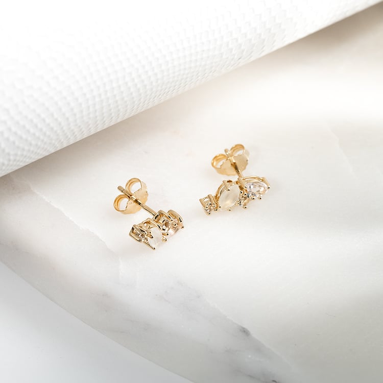 Stříbrné náušnice s měsíčním kamenem, růženínem a topazy Nacho 131884